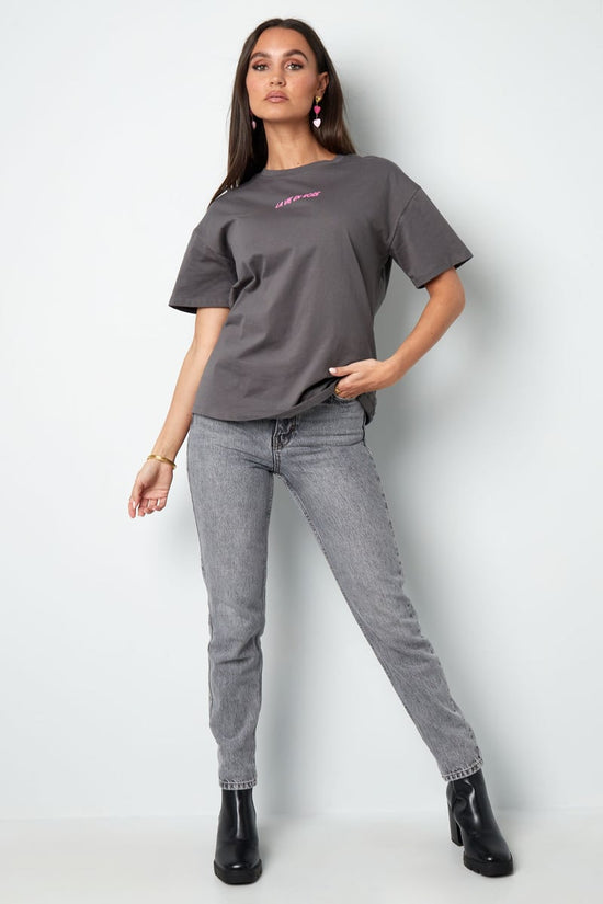 T-shirt la vie en rose - donkergrijs