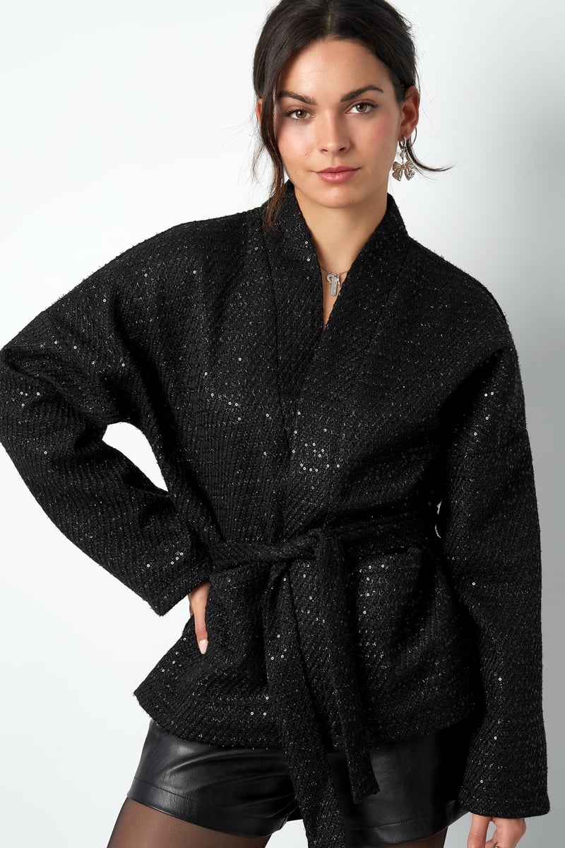 Glitter dream jas - zwart