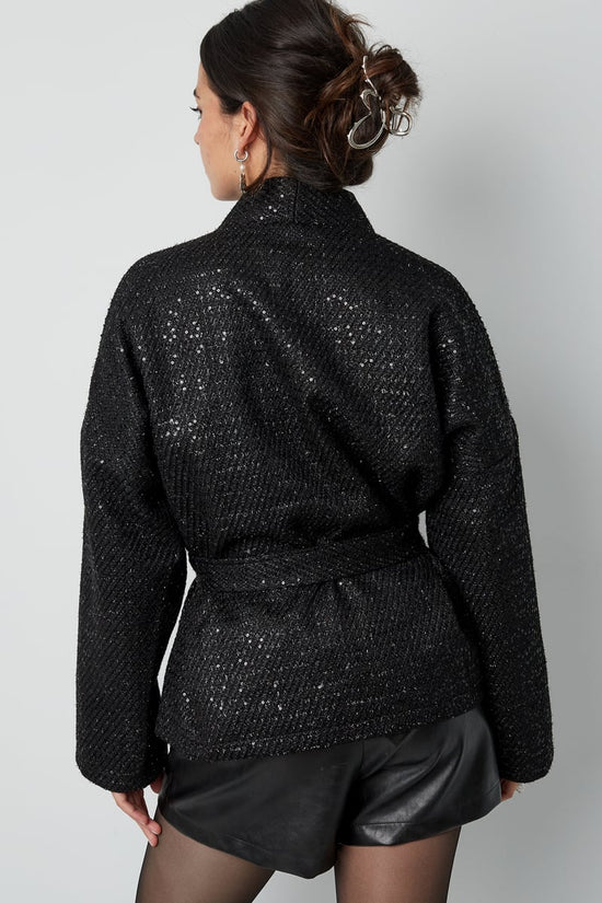 Glitter dream jas - zwart