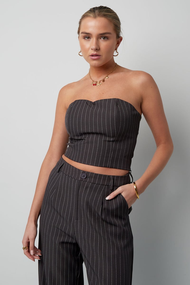 Krijtstreep bandeau top - Grijs
