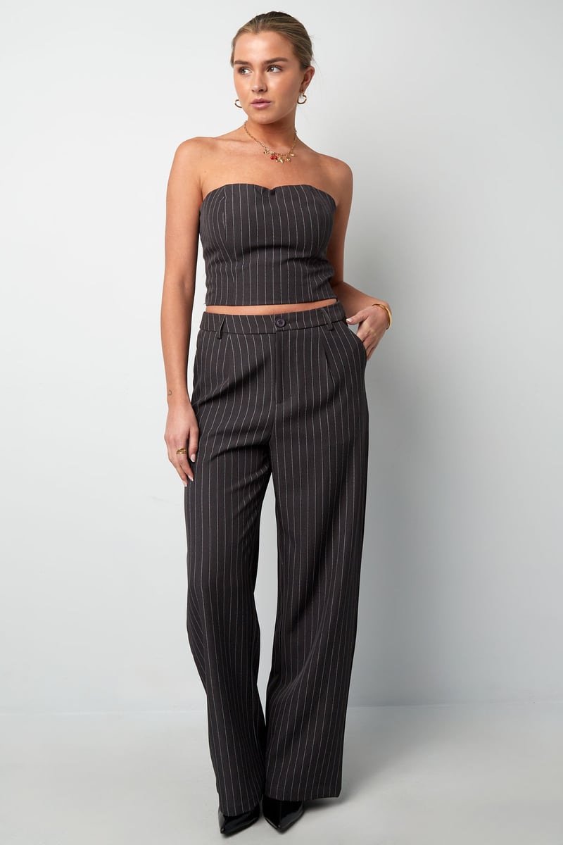 Krijtstreep bandeau top - Grijs