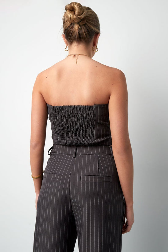 Krijtstreep bandeau top - Grijs