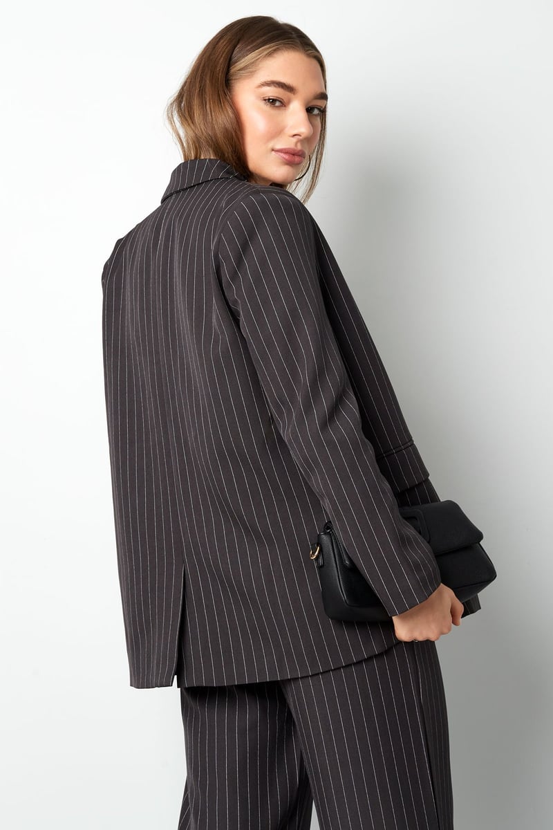 Krijtstreep blazer - Grijs