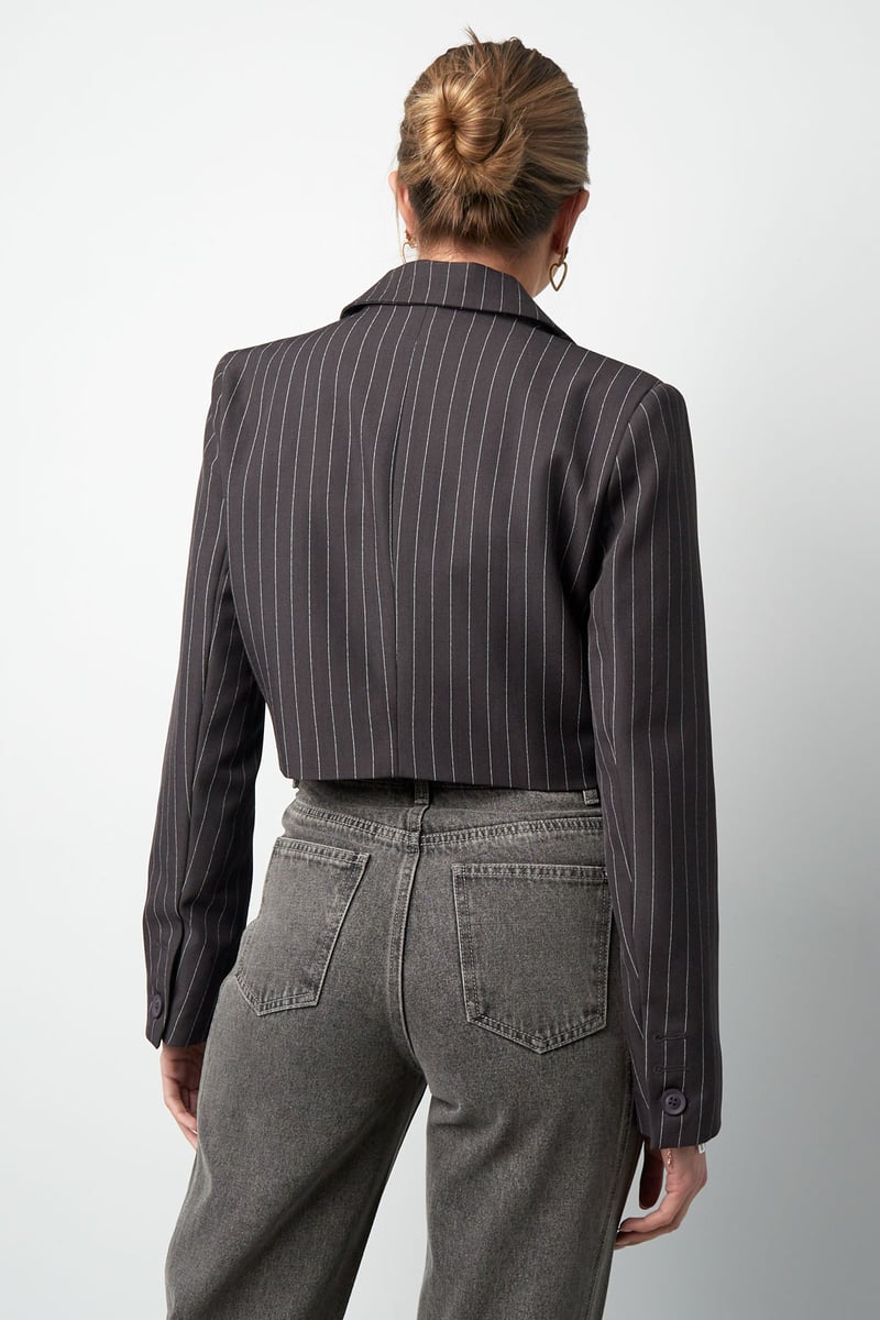 Krijtstreep cropped blazer - Grijs