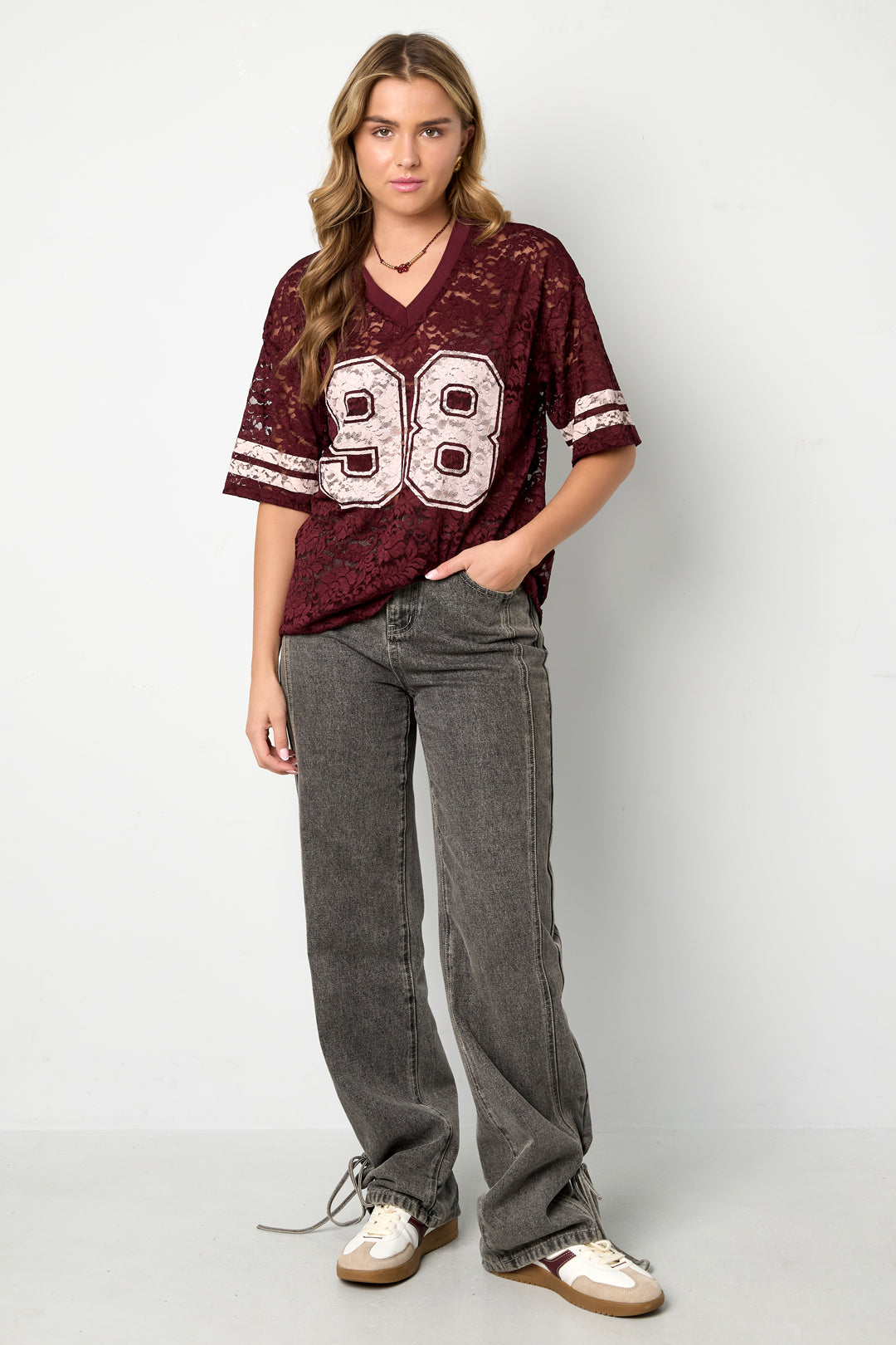 Woven Polyester Fiber Women's T-shirt Sporty Color Clash