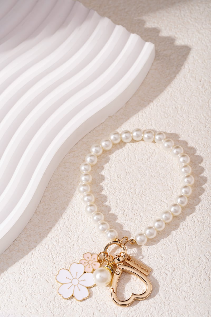 Handmade Flower Pendant Parels - Wit