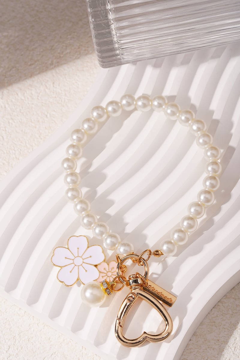 Handmade Flower Pendant Parels - Wit