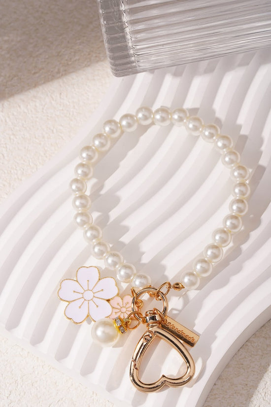 Handmade Flower Pendant Parels - Wit