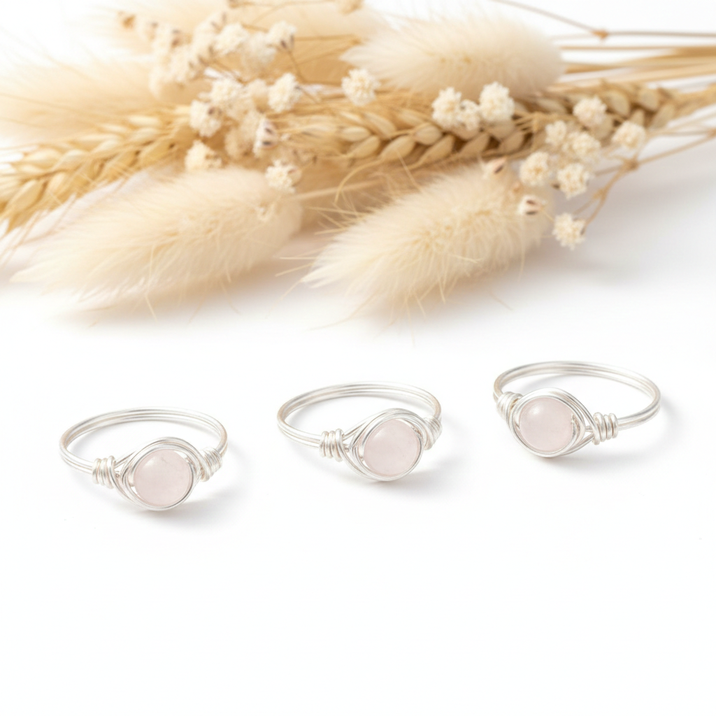 Rozenkwarts Ring zilver 18 mm