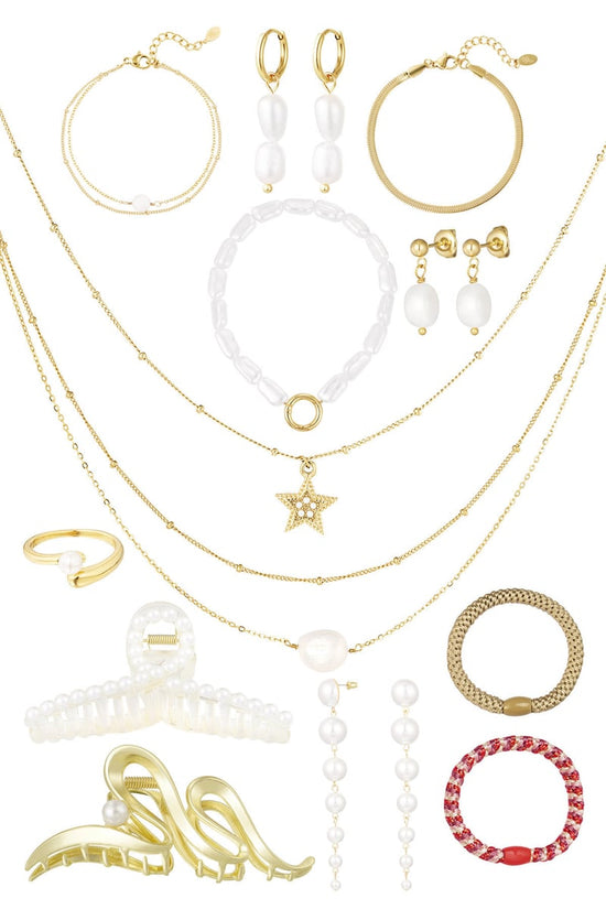 Adventskalender Sieraden Groot - Goud/ Parels