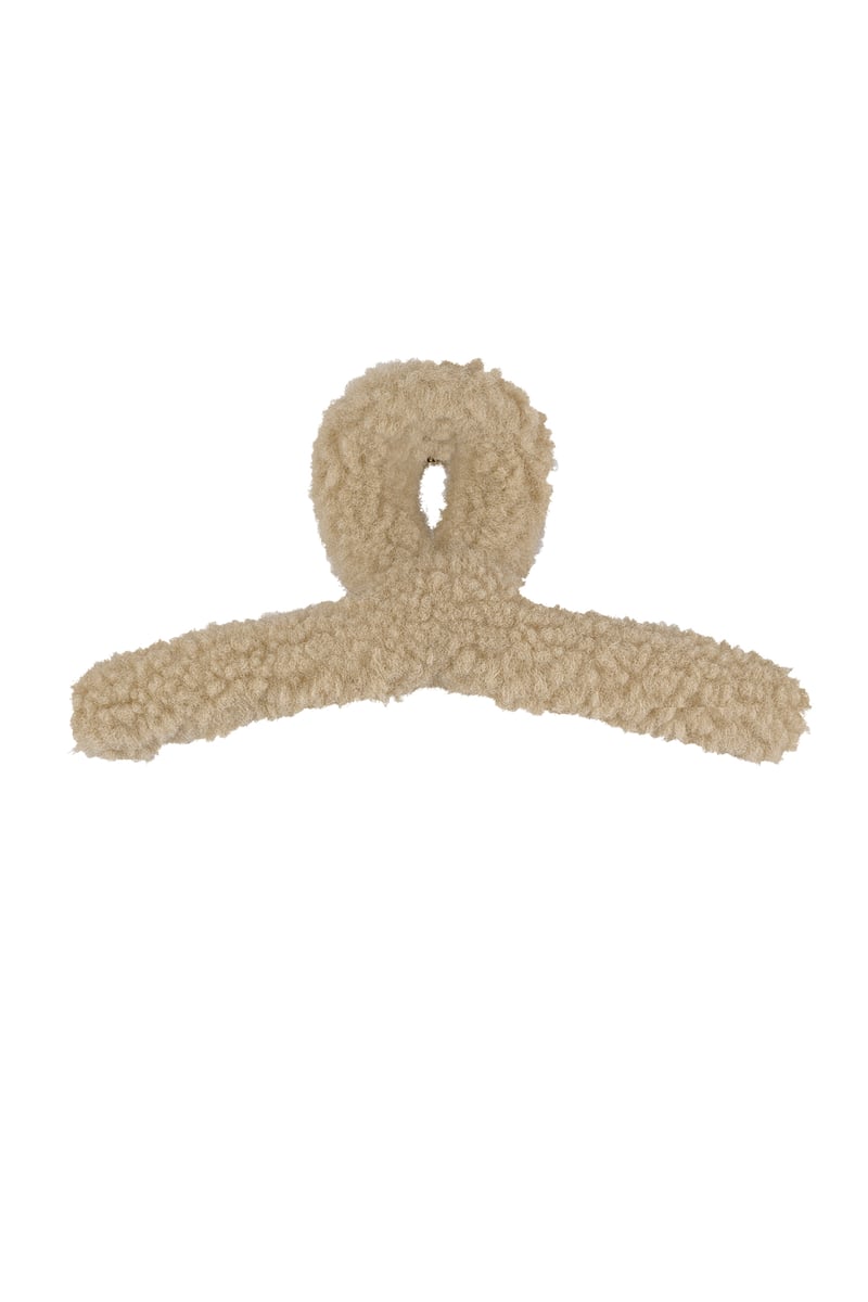 Fluffy teddy haarclip - Bruin