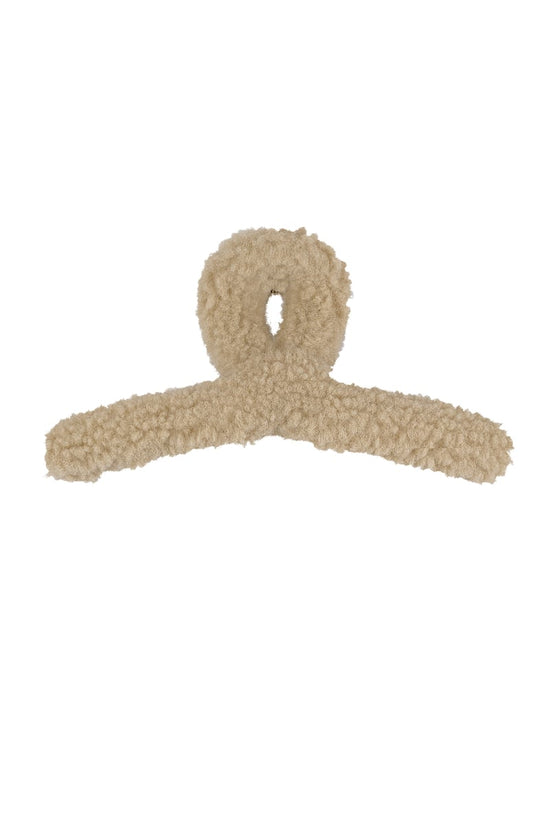 Fluffy teddy haarclip - Bruin