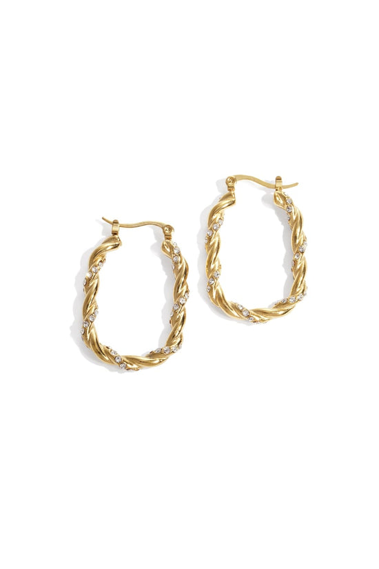 Twisted Sparkle Hoop oorbellen