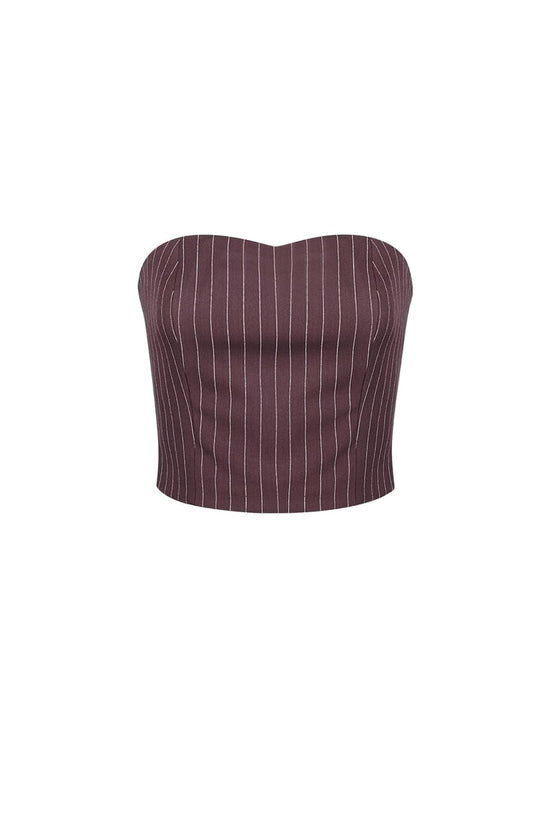 Krijtstreep bandeau top - Grijs