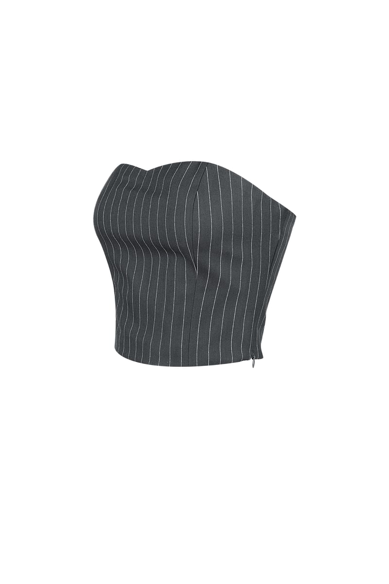 Krijtstreep bandeau top - Grijs