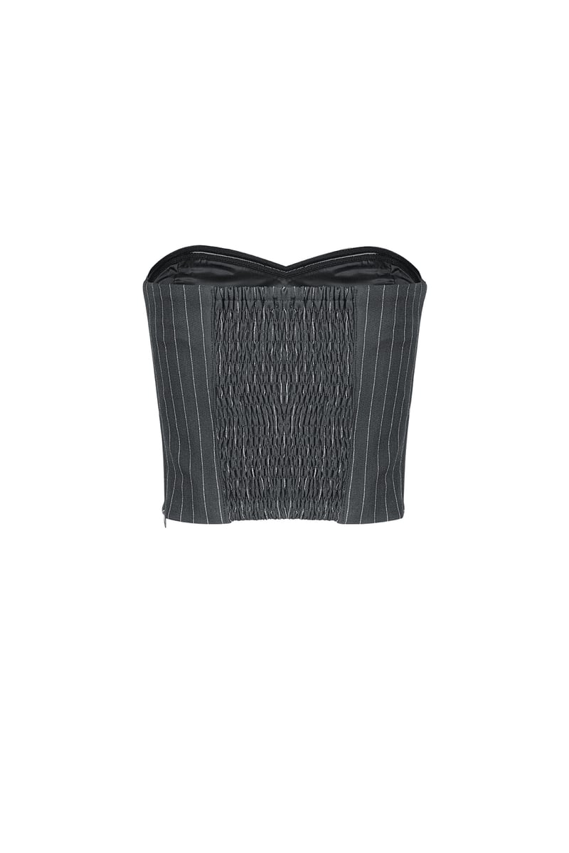 Krijtstreep bandeau top - Grijs