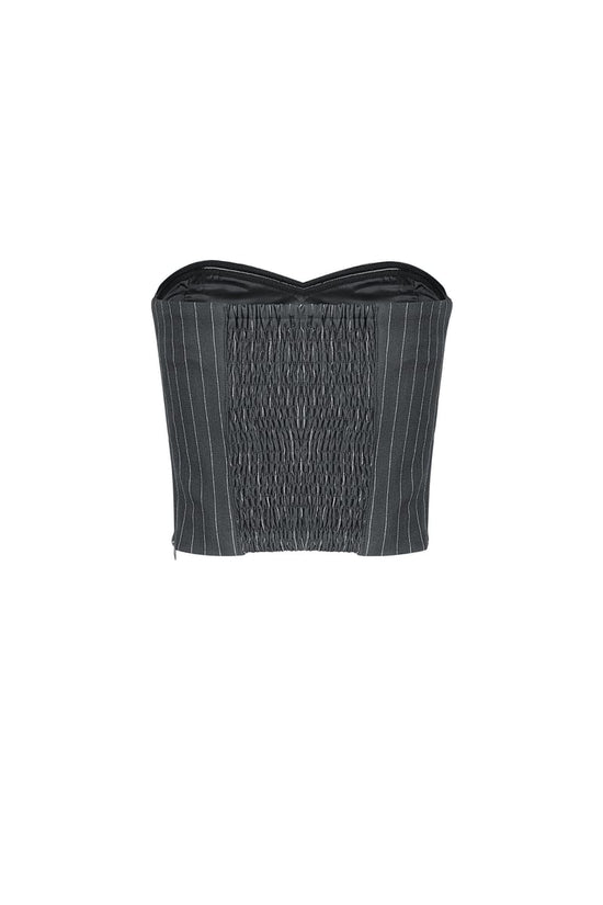 Krijtstreep bandeau top - Grijs