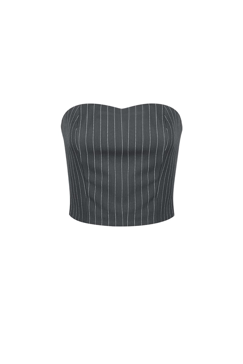 Krijtstreep bandeau top - Grijs