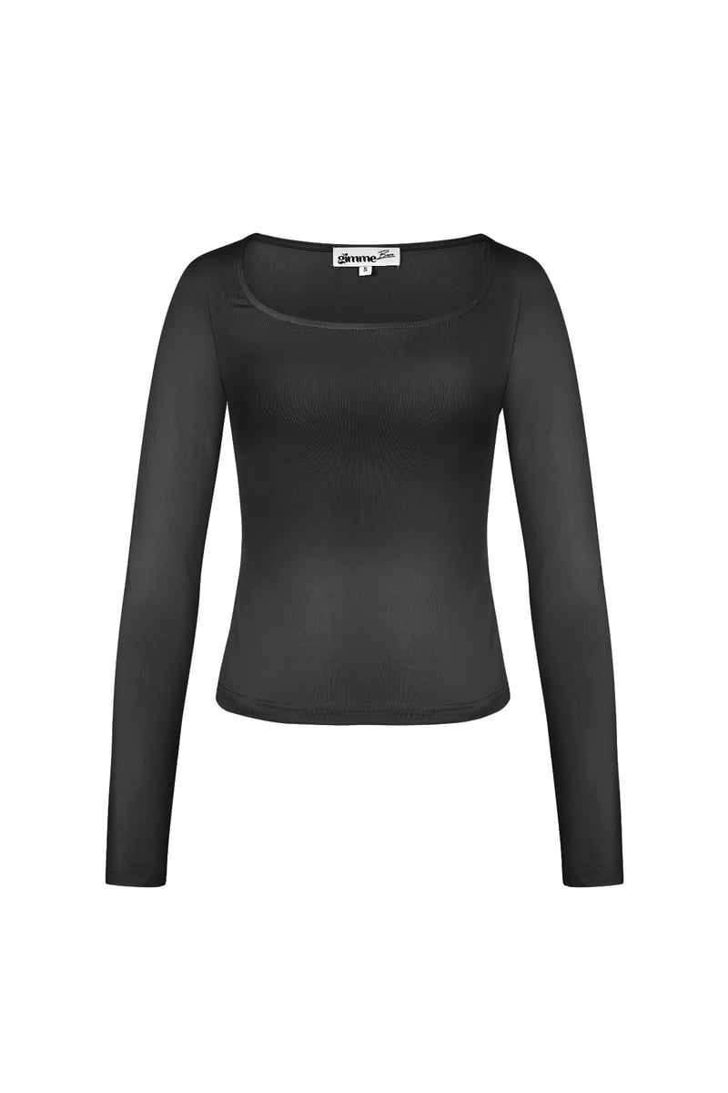 Everyday fit longsleeve lage hals - Zwart