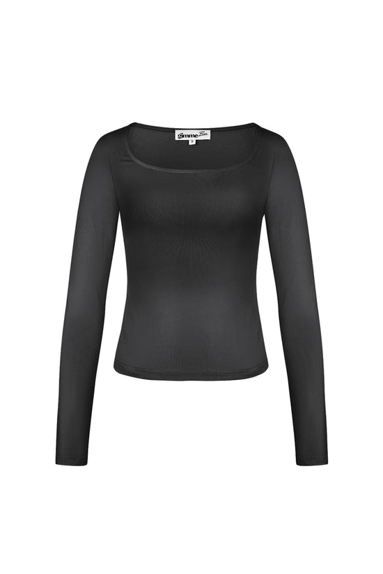 Everyday fit longsleeve lage hals - Zwart