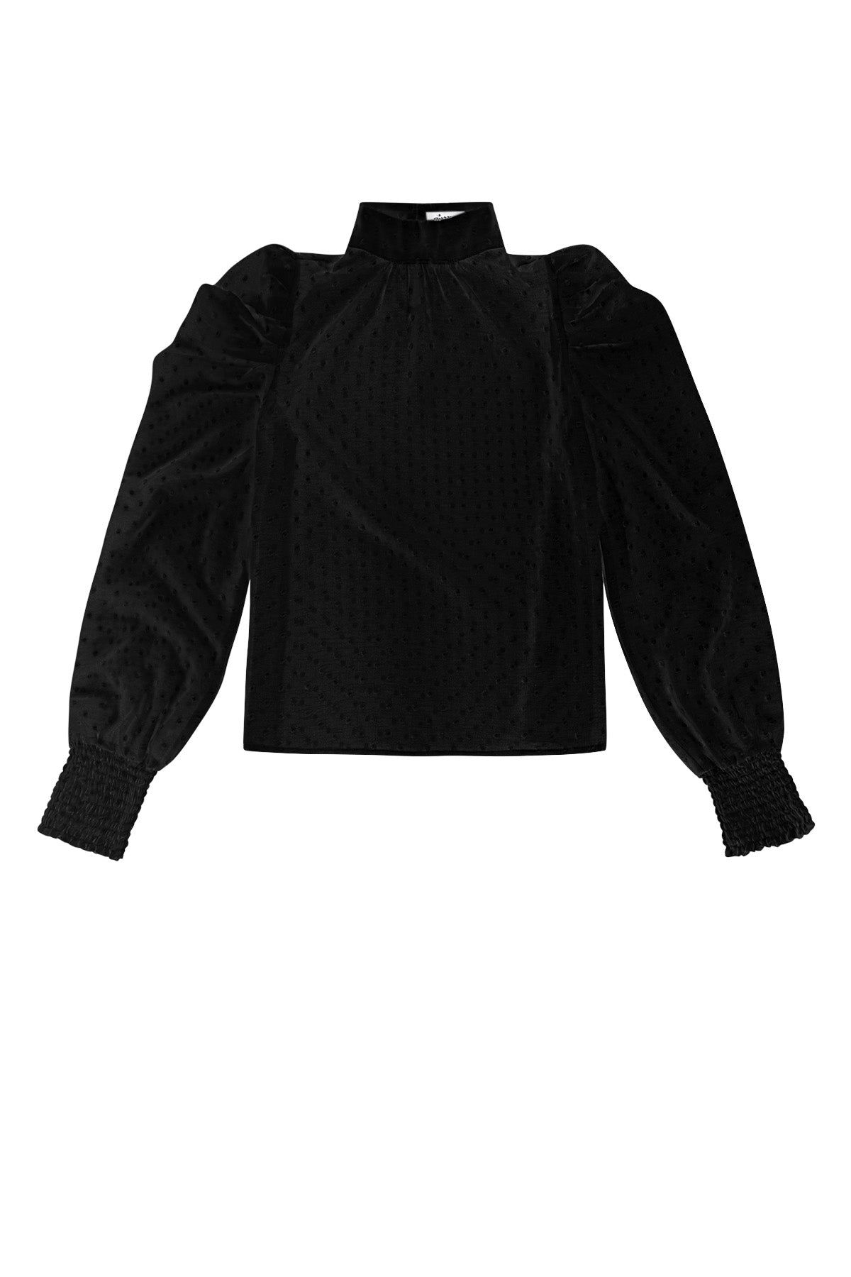 Polyester Women's Long Sleeve Top Puff Sleeve High Neck