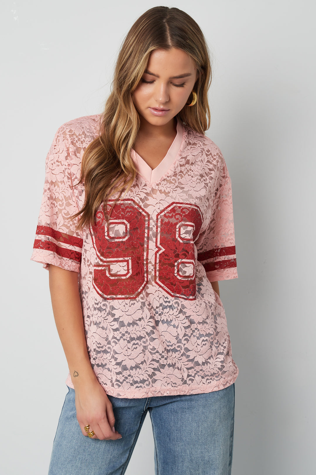 Woven Polyester Fiber Women's T-shirt Sporty Color Clash