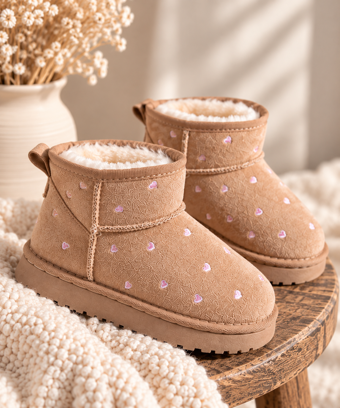 Mini boots beige heart