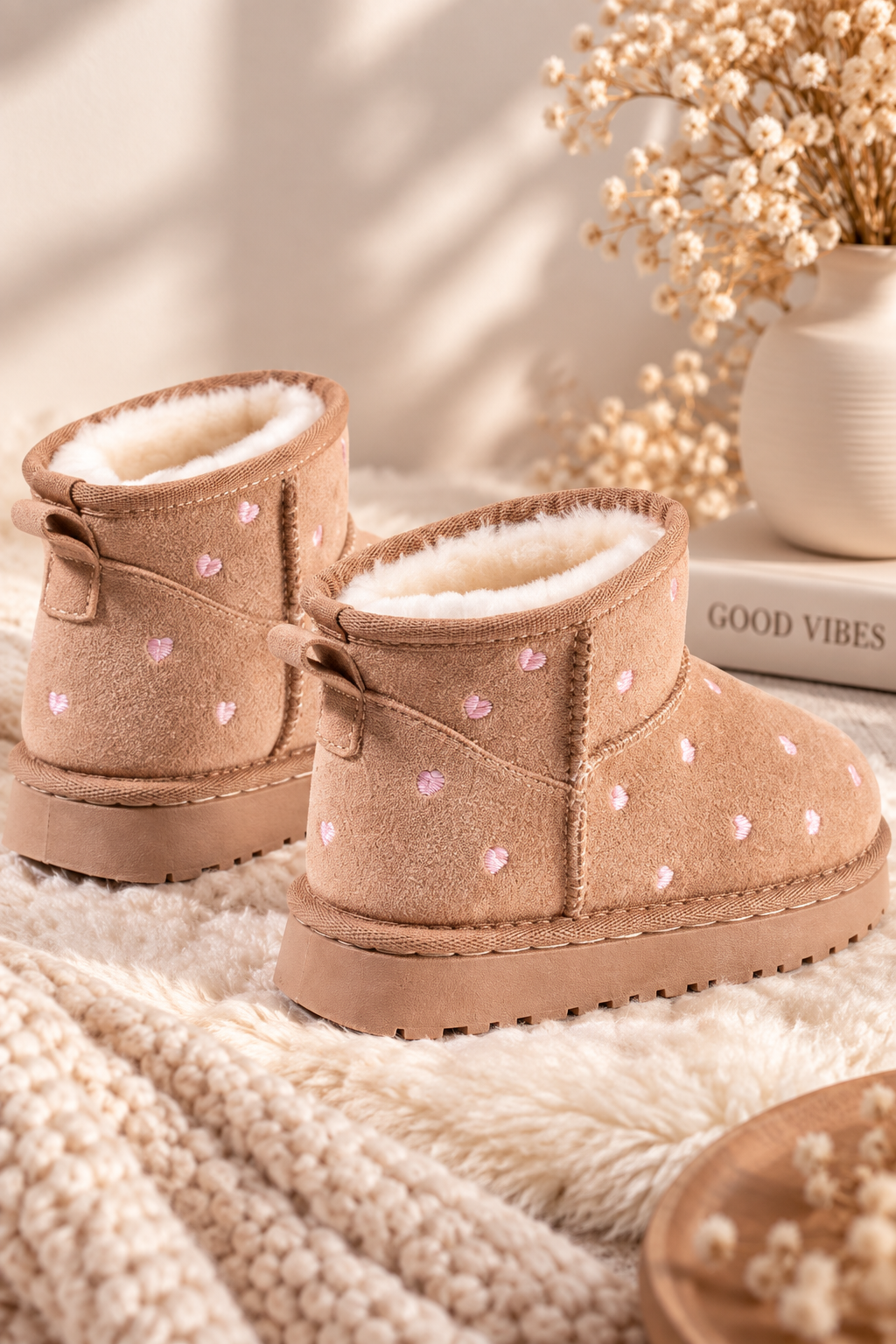 Mini boots beige heart