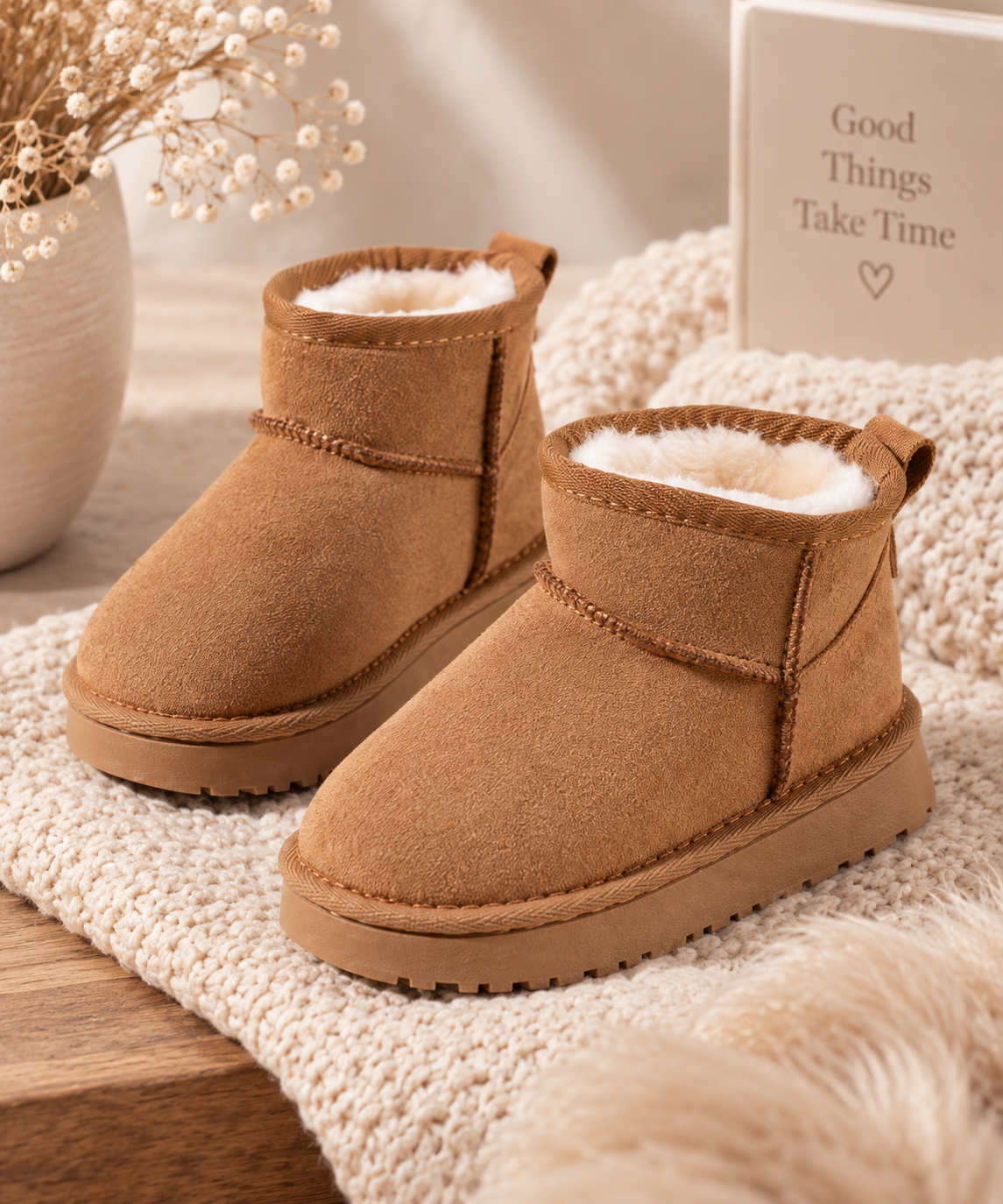 Mini boots camel