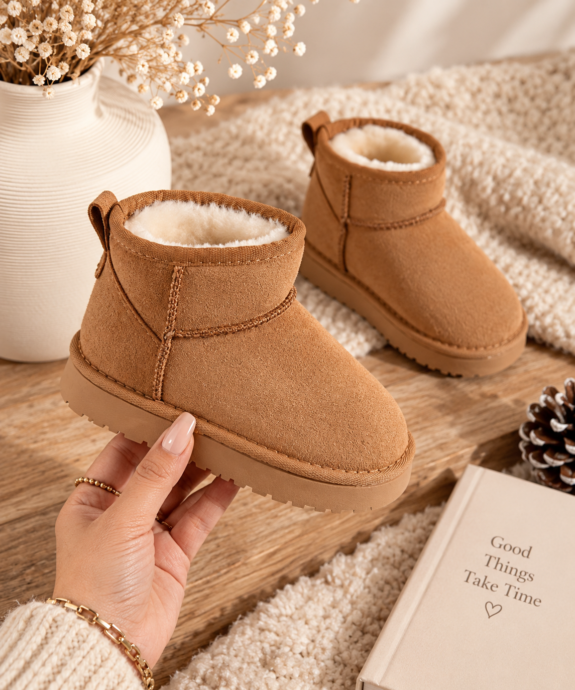 Mini boots camel