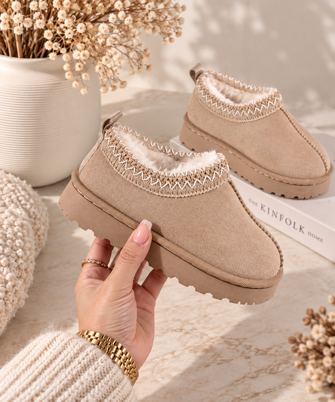 Mini boots laag beige