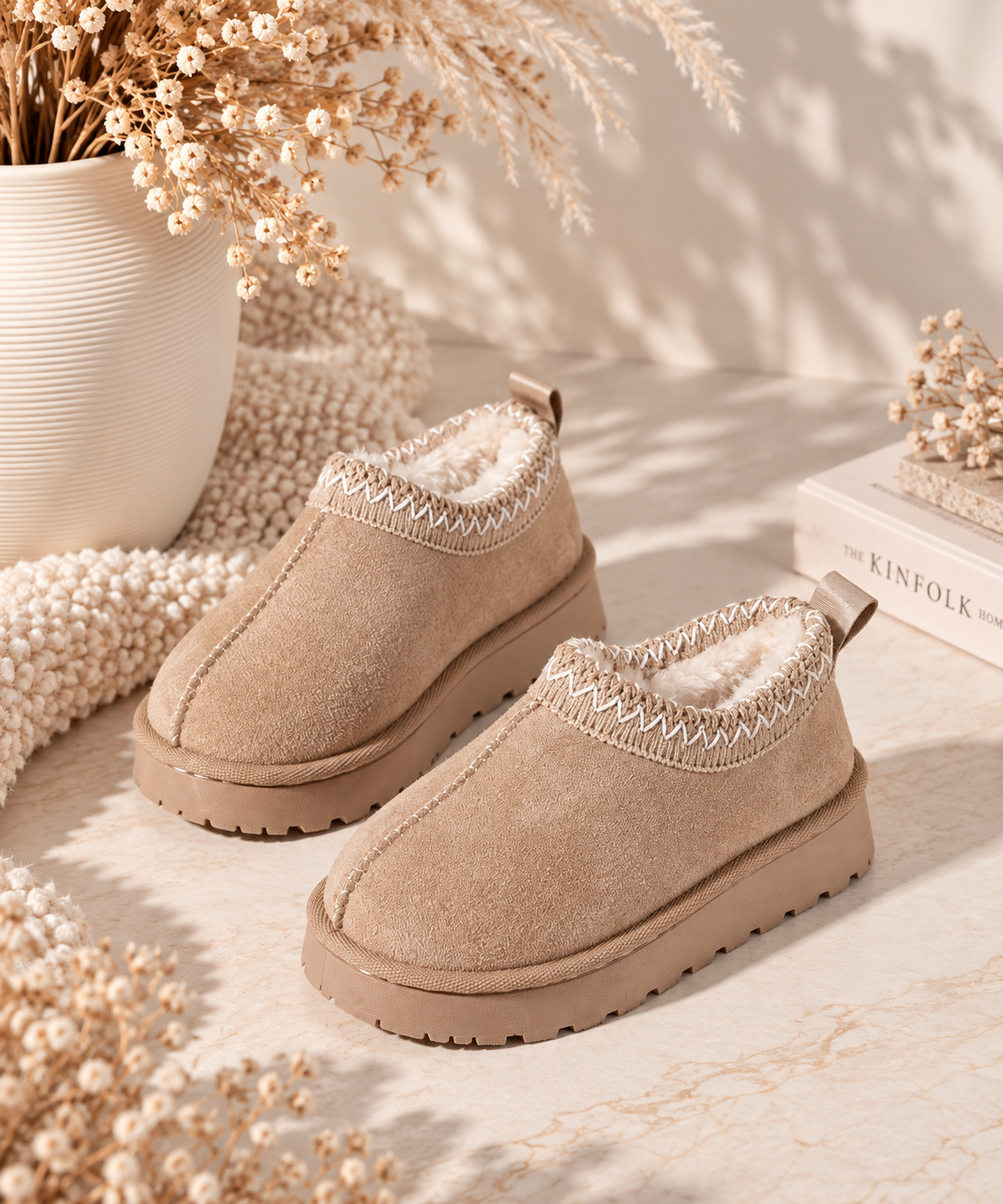 Mini boots laag beige