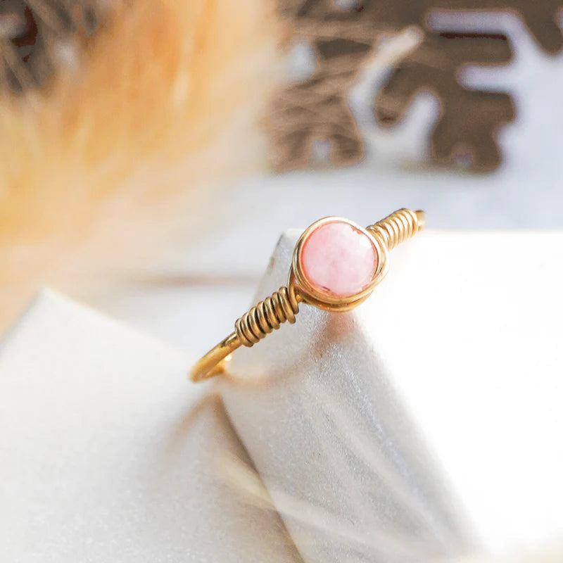 Rosé Jade ring goud