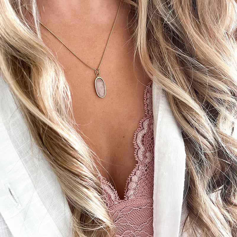 Ketting Rozenkwarts goud