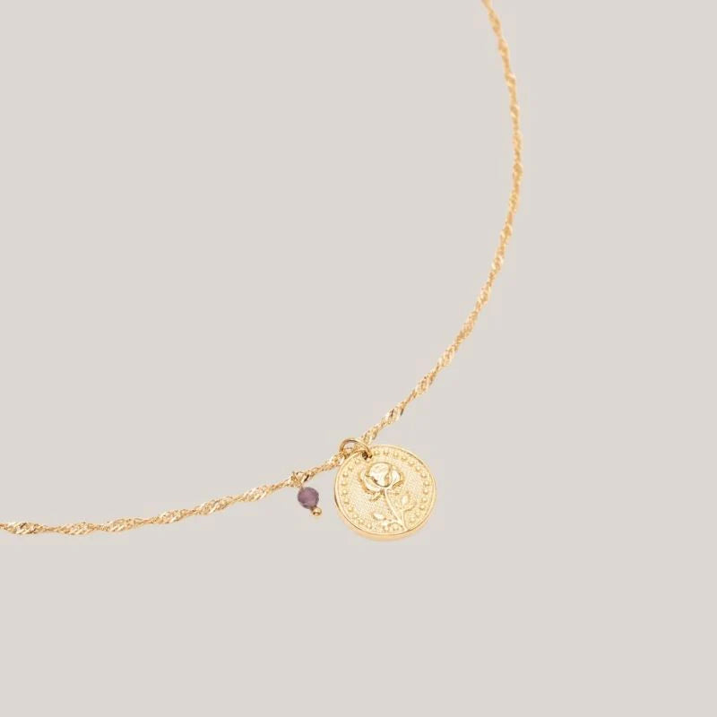 Birthflower ketting Roos