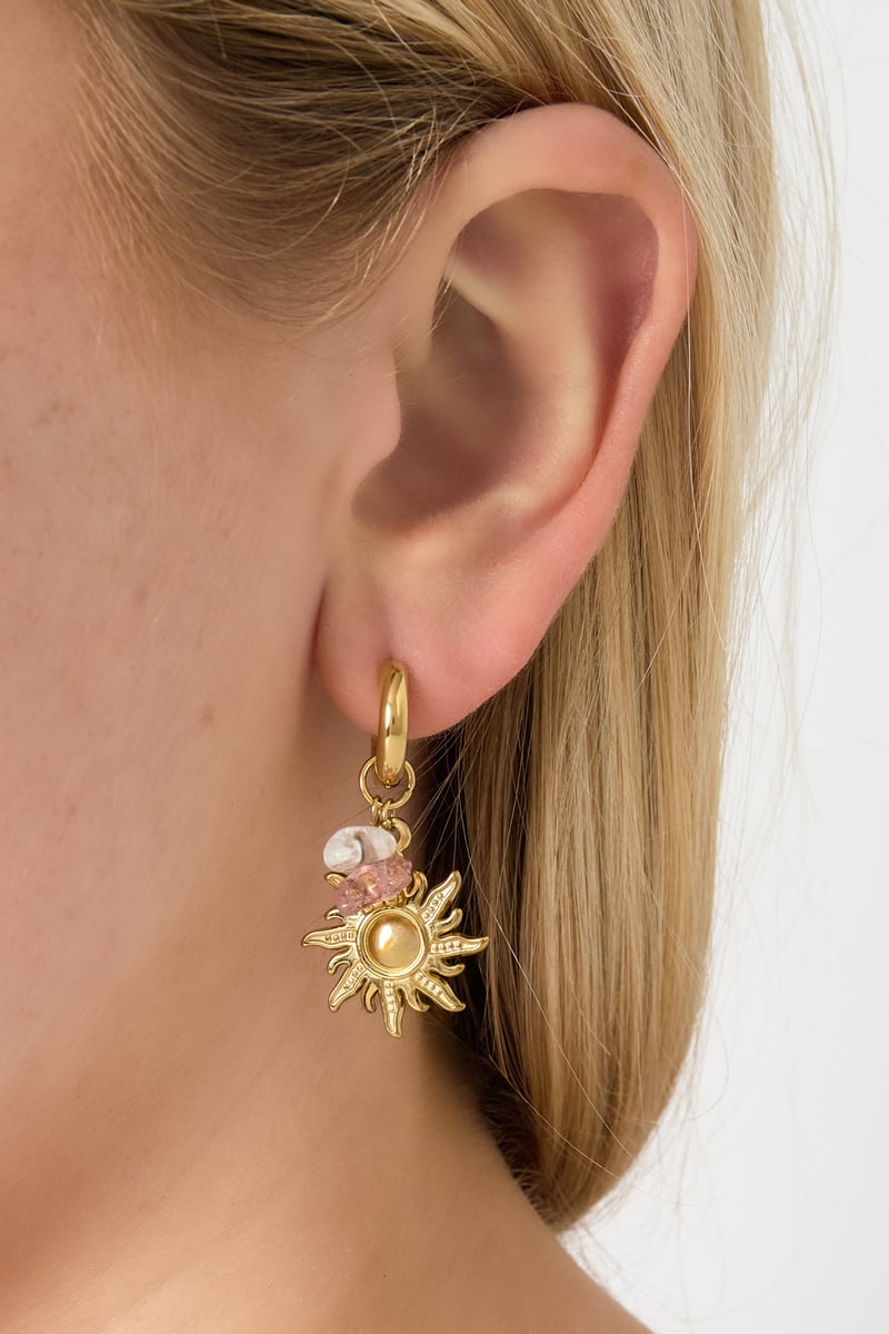 Oorbellen van roestvrij staal met zon/maan, casual, dagelijks, eenvoudig, serie, damessieraden
