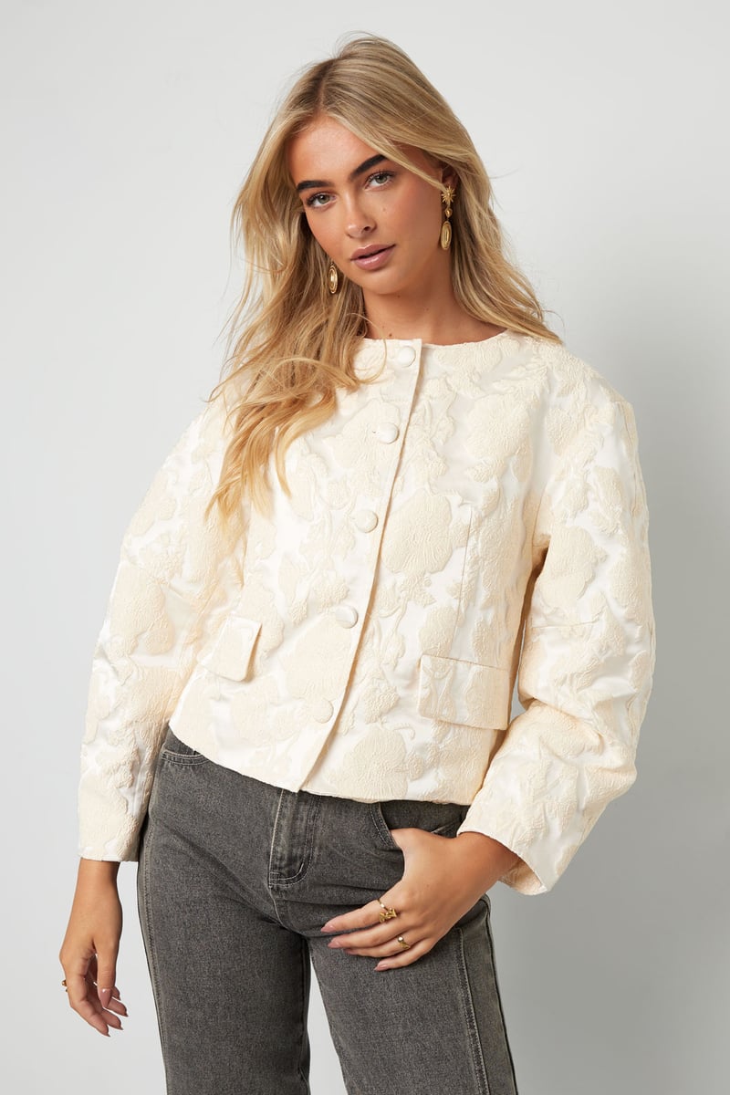 Jacquard ballonmouwjas